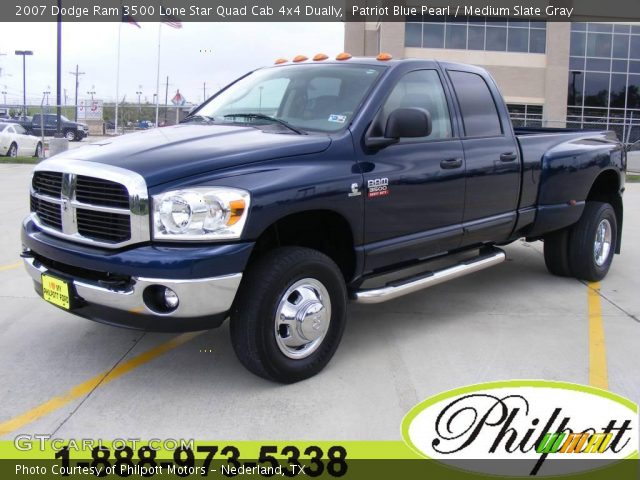 2007 Dodge Ram 3500 Lone Star Quad Cab 4x4 Dually in Patriot Blue Pearl