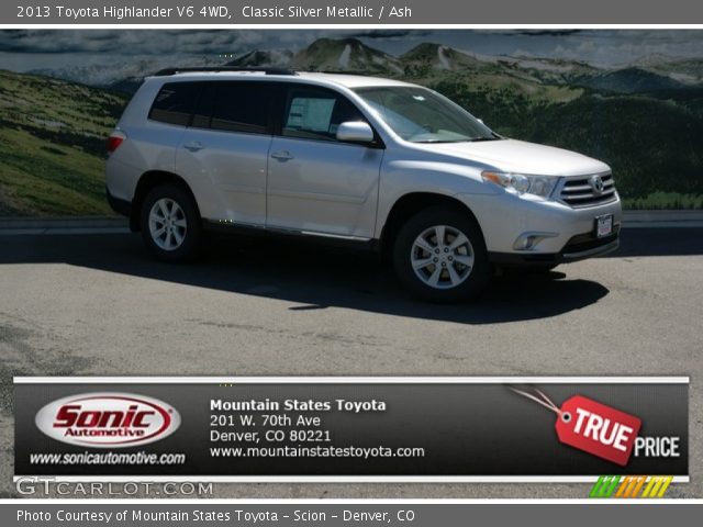 2013 Toyota Highlander V6 4WD in Classic Silver Metallic