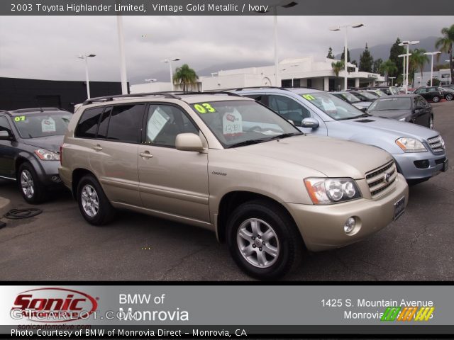 2003 Toyota Highlander Limited in Vintage Gold Metallic