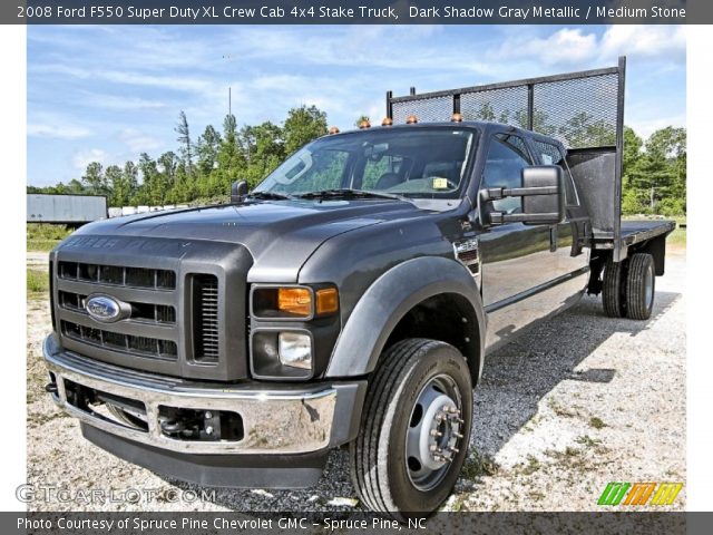 2008 Ford F550 Super Duty XL Crew Cab 4x4 Stake Truck in Dark Shadow Gray Metallic