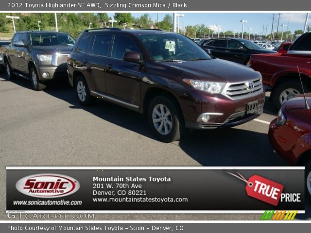 2012 Toyota Highlander SE 4WD in Sizzling Crimson Mica