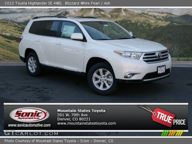 2013 Toyota Highlander SE 4WD in Blizzard White Pearl