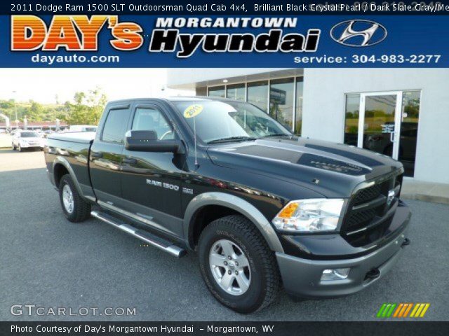 2011 Dodge Ram 1500 SLT Outdoorsman Quad Cab 4x4 in Brilliant Black Crystal Pearl