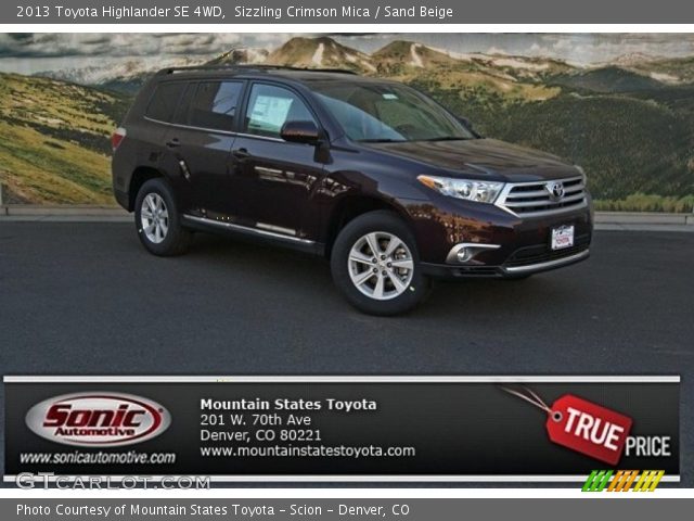 2013 Toyota Highlander SE 4WD in Sizzling Crimson Mica