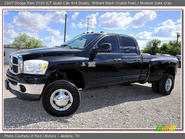 2007 Dodge Ram 3500 SLT Quad Cab 4x4 Dually in Brilliant Black Crystal Pearl