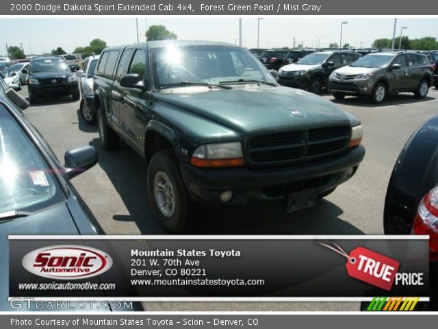 2000 Dodge Dakota Sport Extended Cab 4x4 in Forest Green Pearl