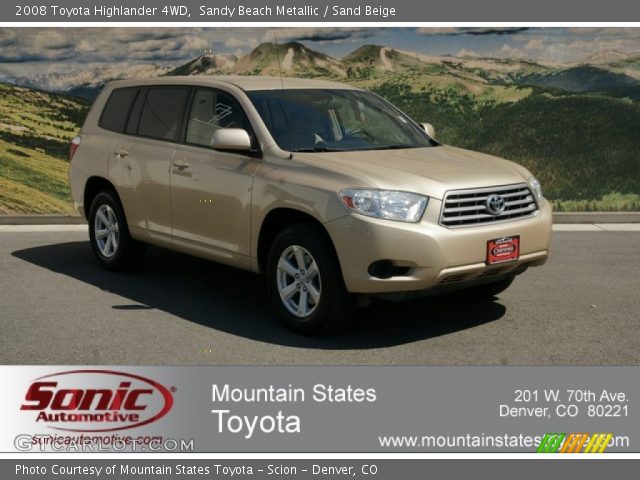 2008 Toyota Highlander 4WD in Sandy Beach Metallic