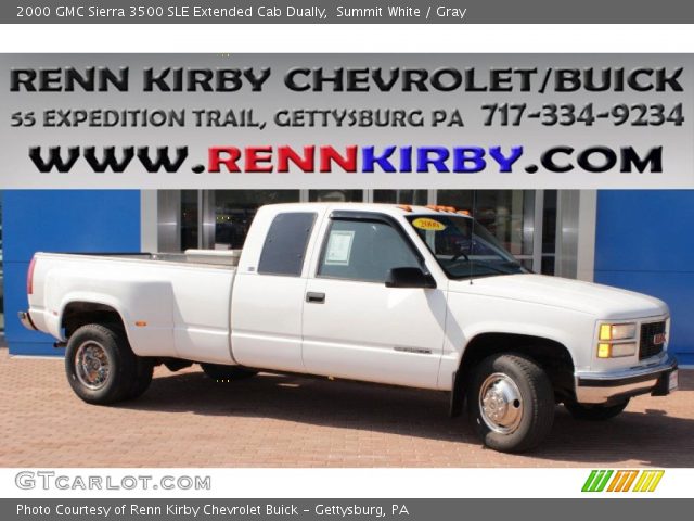 2000 GMC Sierra 3500 SLE Extended Cab Dually in Summit White