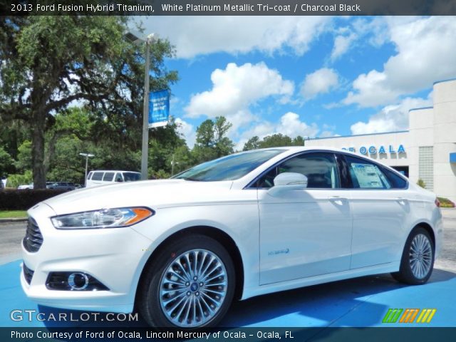 2013 Ford Fusion Hybrid Titanium in White Platinum Metallic Tri-coat