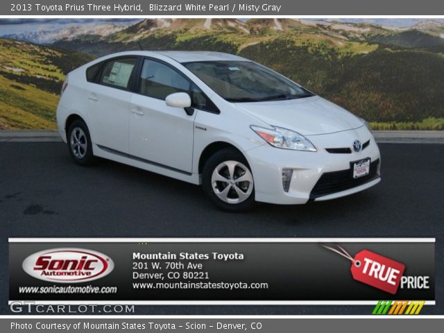 2013 Toyota Prius Three Hybrid in Blizzard White Pearl