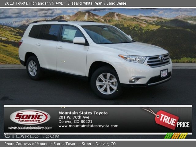 2013 Toyota Highlander V6 4WD in Blizzard White Pearl