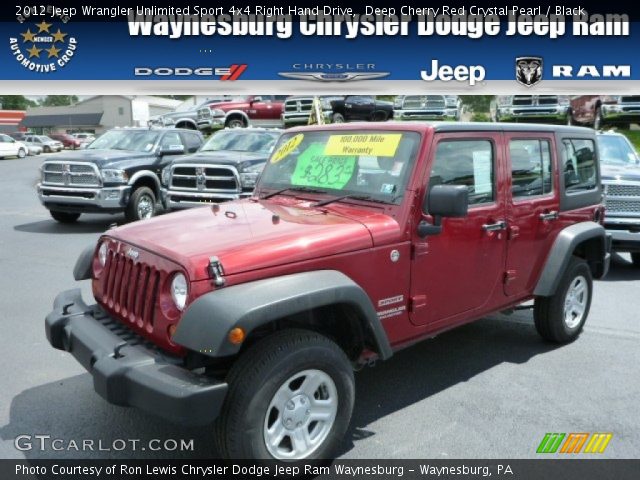 2012 Jeep Wrangler Unlimited Sport 4x4 Right Hand Drive in Deep Cherry Red Crystal Pearl