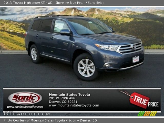2013 Toyota Highlander SE 4WD in Shoreline Blue Pearl