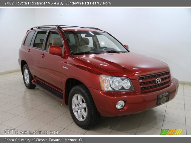 2002 Toyota Highlander V6 4WD in Sundown Red Pearl
