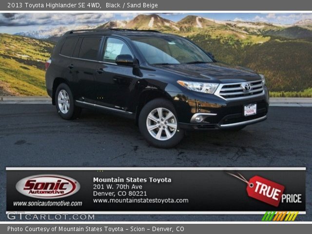 2013 Toyota Highlander SE 4WD in Black