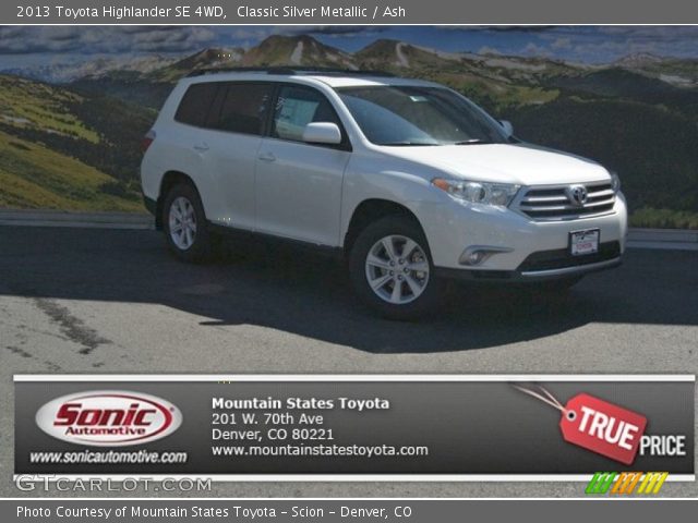 2013 Toyota Highlander SE 4WD in Classic Silver Metallic
