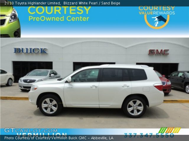 2010 Toyota Highlander Limited in Blizzard White Pearl