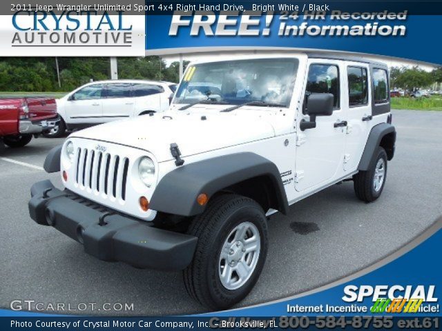 2011 Jeep Wrangler Unlimited Sport 4x4 Right Hand Drive in Bright White