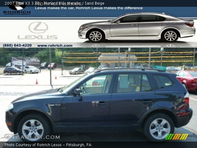 2007 BMW X3 3.0si in Monaco Blue Metallic