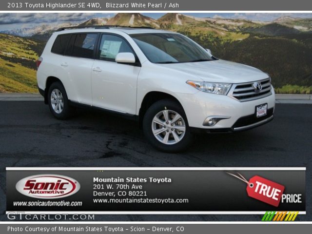 2013 Toyota Highlander SE 4WD in Blizzard White Pearl