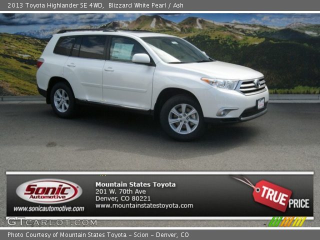 2013 Toyota Highlander SE 4WD in Blizzard White Pearl