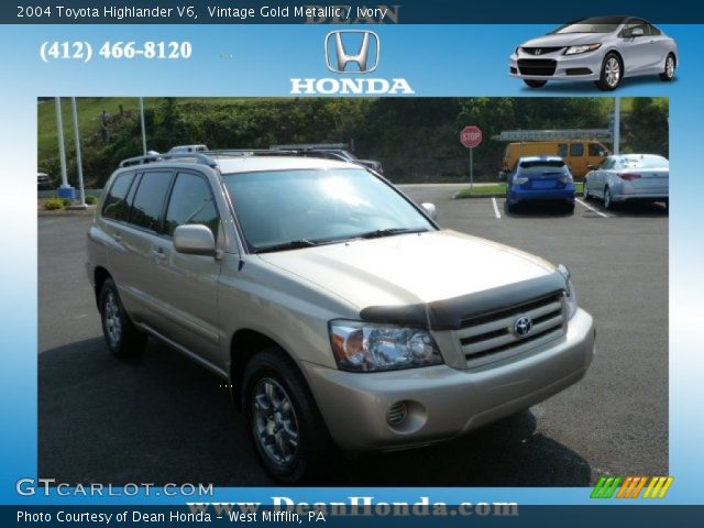 2004 Toyota Highlander V6 in Vintage Gold Metallic