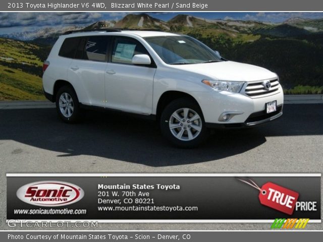 2013 Toyota Highlander V6 4WD in Blizzard White Pearl