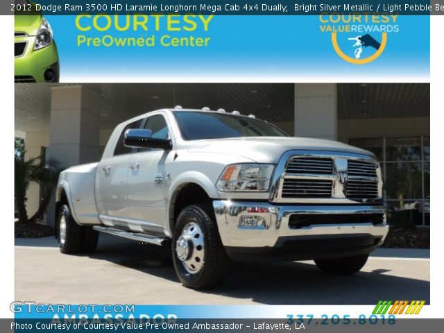 2012 Dodge Ram 3500 HD Laramie Longhorn Mega Cab 4x4 Dually in Bright Silver Metallic