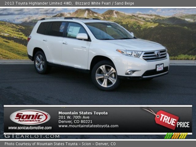 2013 Toyota Highlander Limited 4WD in Blizzard White Pearl