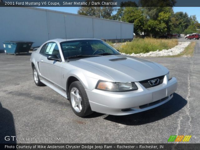 Silver Metallic 2001 Ford Mustang V6 Coupe Dark Charcoal