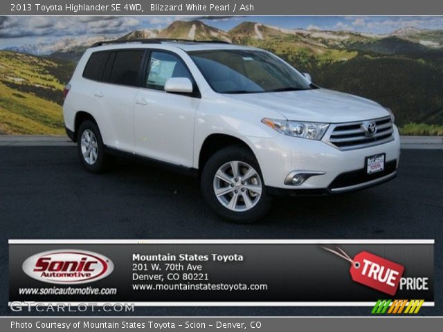 2013 Toyota Highlander SE 4WD in Blizzard White Pearl