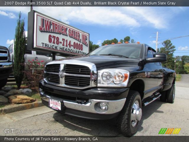 2007 Dodge Ram 3500 SLT Quad Cab 4x4 Dually in Brilliant Black Crystal Pearl