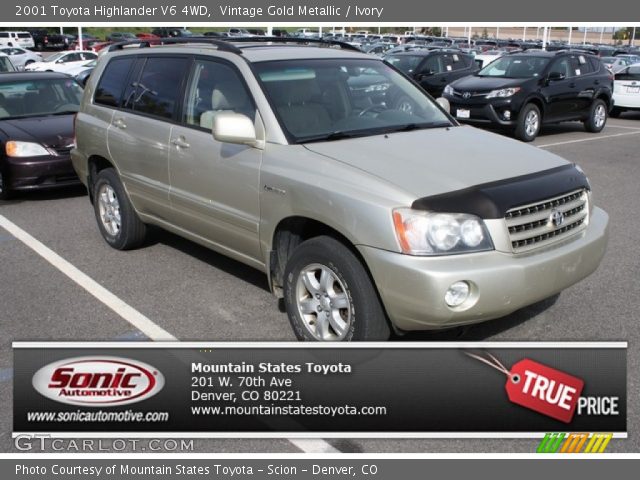 2001 Toyota Highlander V6 4WD in Vintage Gold Metallic