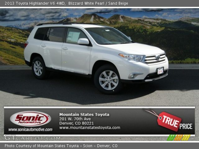 2013 Toyota Highlander V6 4WD in Blizzard White Pearl