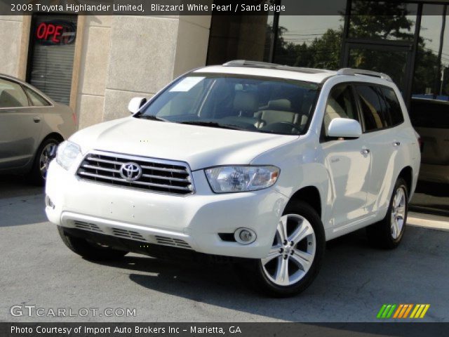 2008 Toyota Highlander Limited in Blizzard White Pearl