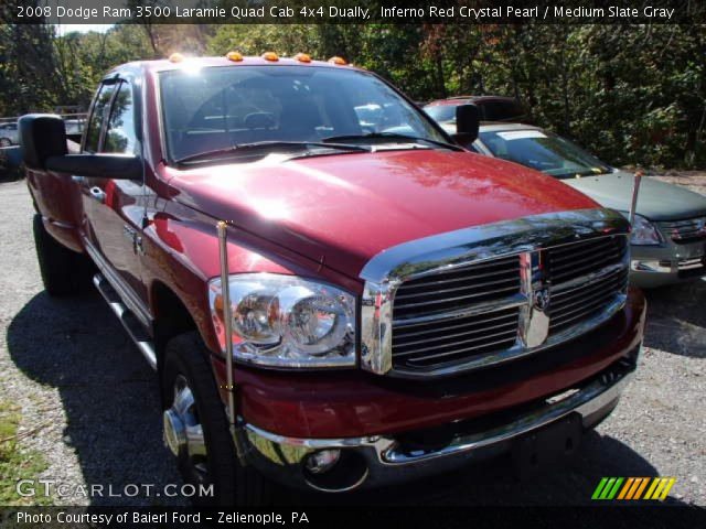 2008 Dodge Ram 3500 Laramie Quad Cab 4x4 Dually in Inferno Red Crystal Pearl