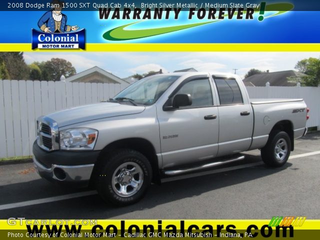2008 Dodge Ram 1500 SXT Quad Cab 4x4 in Bright Silver Metallic