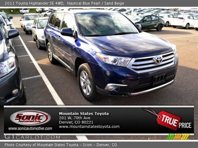 2011 Toyota Highlander SE 4WD in Nautical Blue Pearl