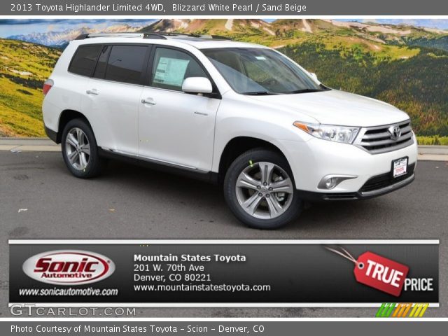 2013 Toyota Highlander Limited 4WD in Blizzard White Pearl