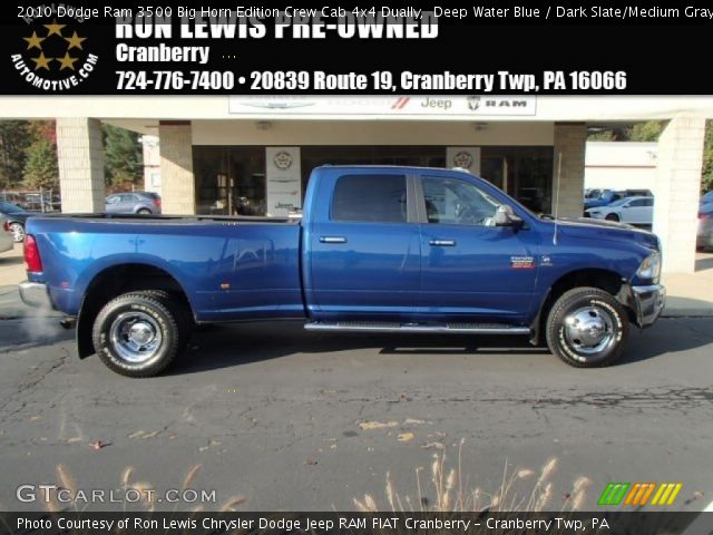 2010 Dodge Ram 3500 Big Horn Edition Crew Cab 4x4 Dually in Deep Water Blue