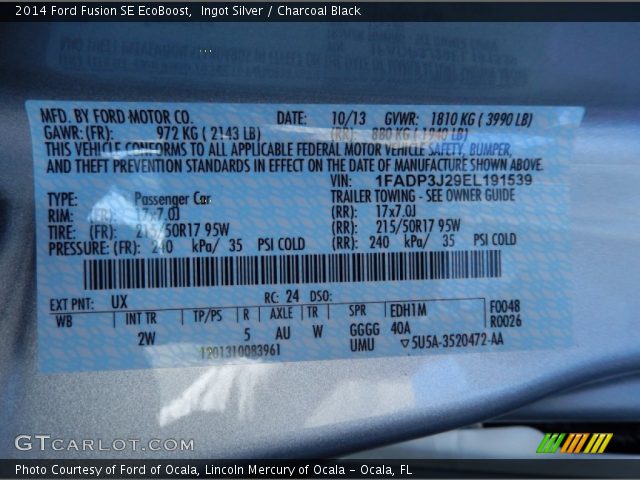 2014 Ford Fusion SE EcoBoost in Ingot Silver