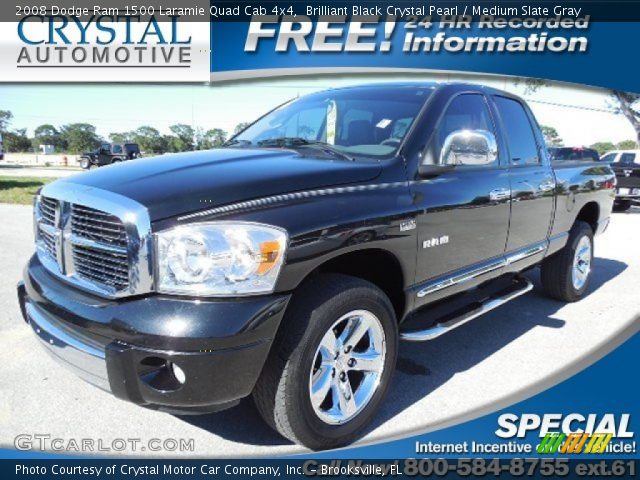 2008 Dodge Ram 1500 Laramie Quad Cab 4x4 in Brilliant Black Crystal Pearl