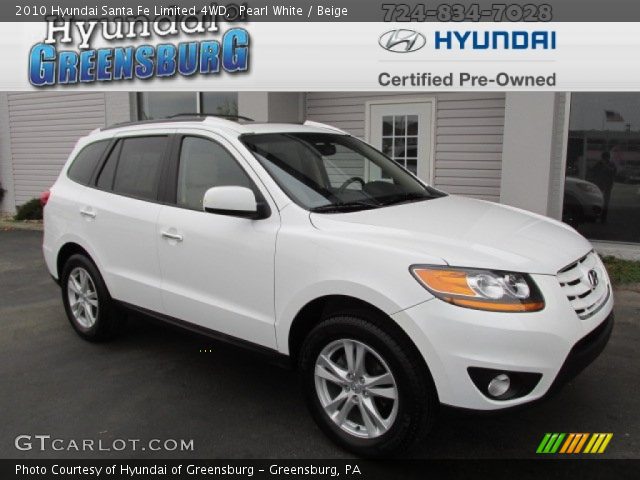 2010 Hyundai Santa Fe Limited 4WD in Pearl White