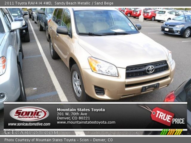 2011 Toyota RAV4 I4 4WD in Sandy Beach Metallic