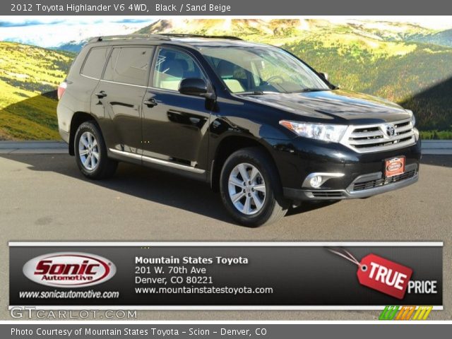 2012 Toyota Highlander V6 4WD in Black