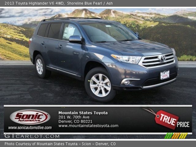 2013 Toyota Highlander V6 4WD in Shoreline Blue Pearl