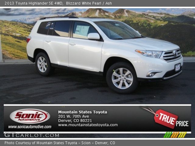 2013 Toyota Highlander SE 4WD in Blizzard White Pearl