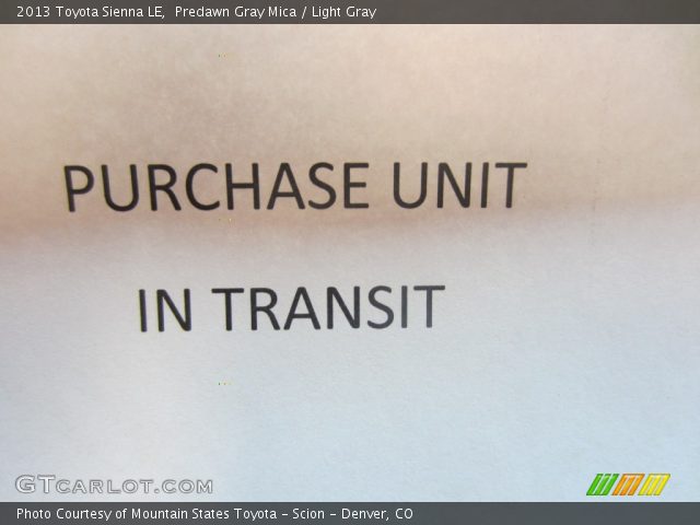 2013 Toyota Sienna LE in Predawn Gray Mica