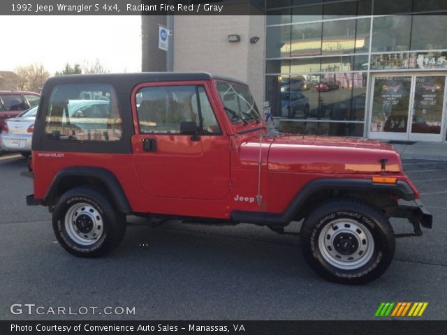 1992 Jeep Wrangler S 4x4 in Radiant Fire Red
