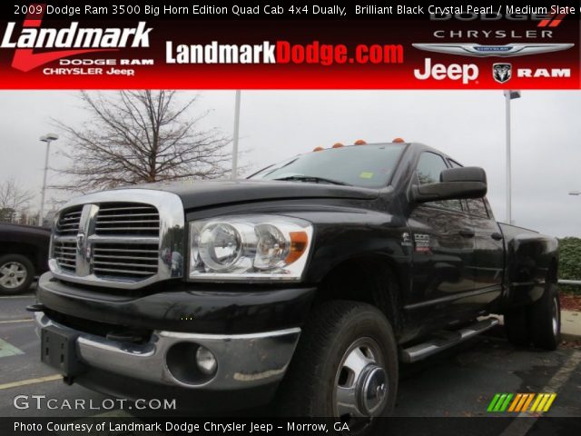 2009 Dodge Ram 3500 Big Horn Edition Quad Cab 4x4 Dually in Brilliant Black Crystal Pearl